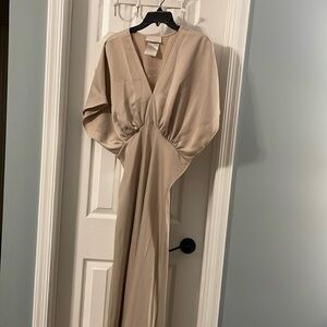 BHLDN Leila Deep V Flutter Sleeve Satin A-Line Gown